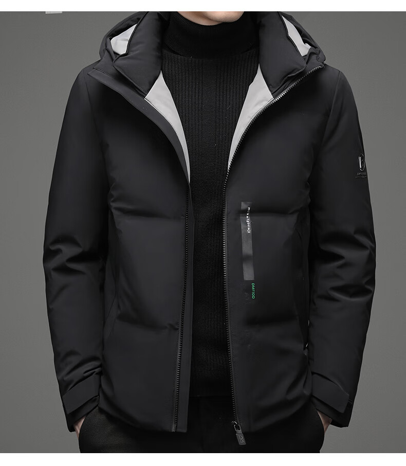 鸭鸭(yaya)男士羽绒服短款外套男连帽时尚帅气潮流白鸭绒加厚保暖秋