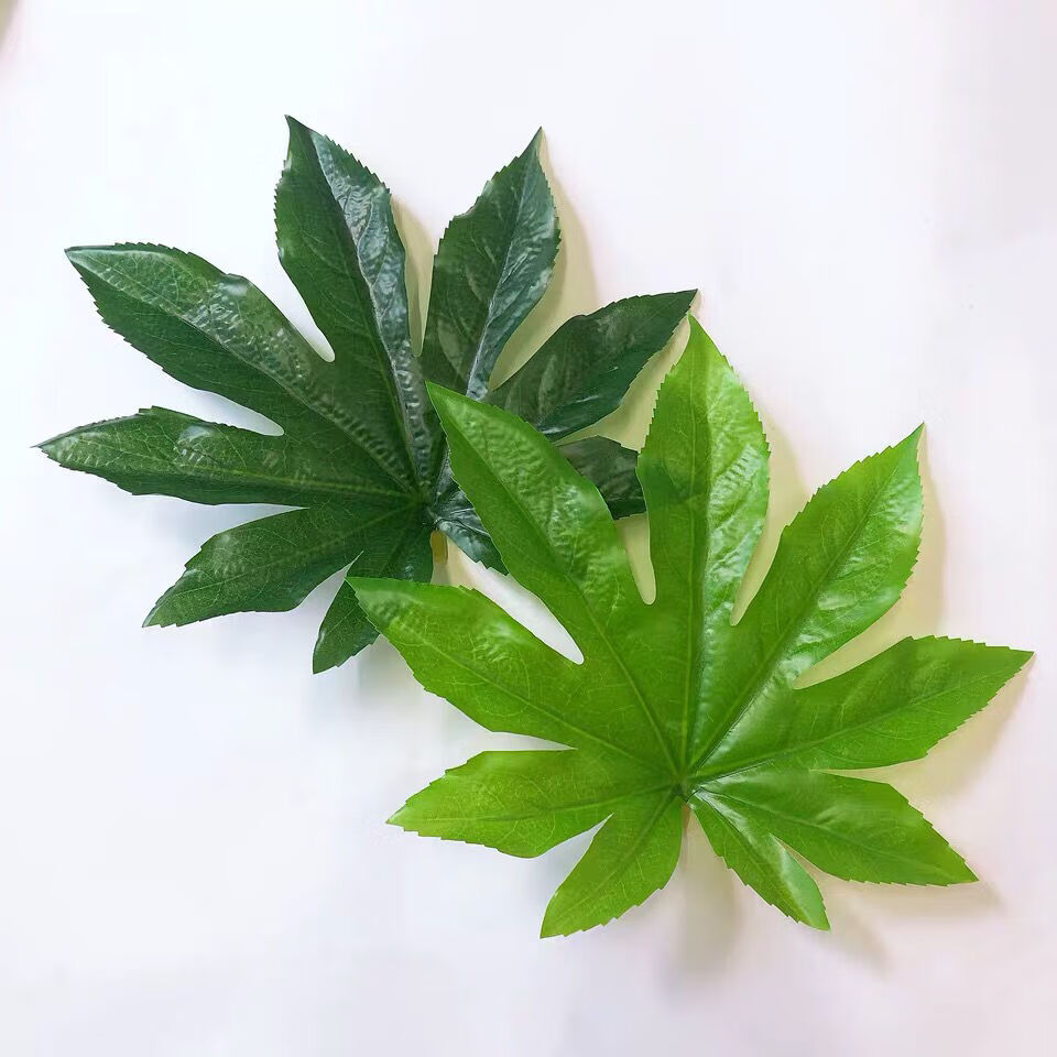 精选仿真八角金盘叶塑料假树叶子绿色水果店装饰用品