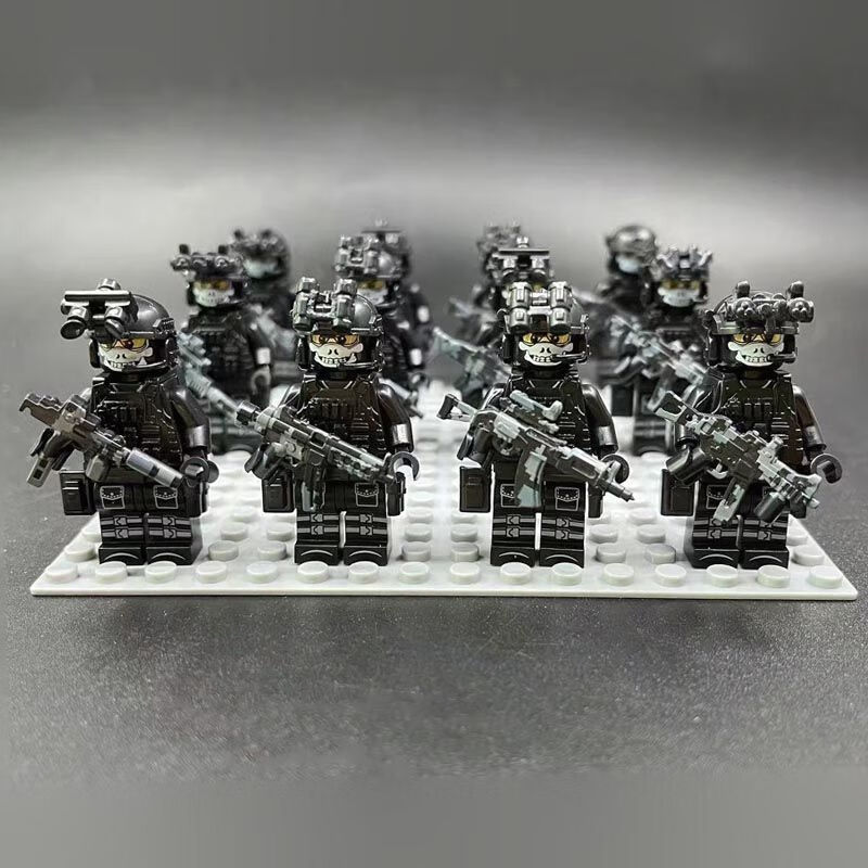 人仔12人反恐幽灵警察部队特种兵小人偶男生益·智拼装积木 幽灵特警s