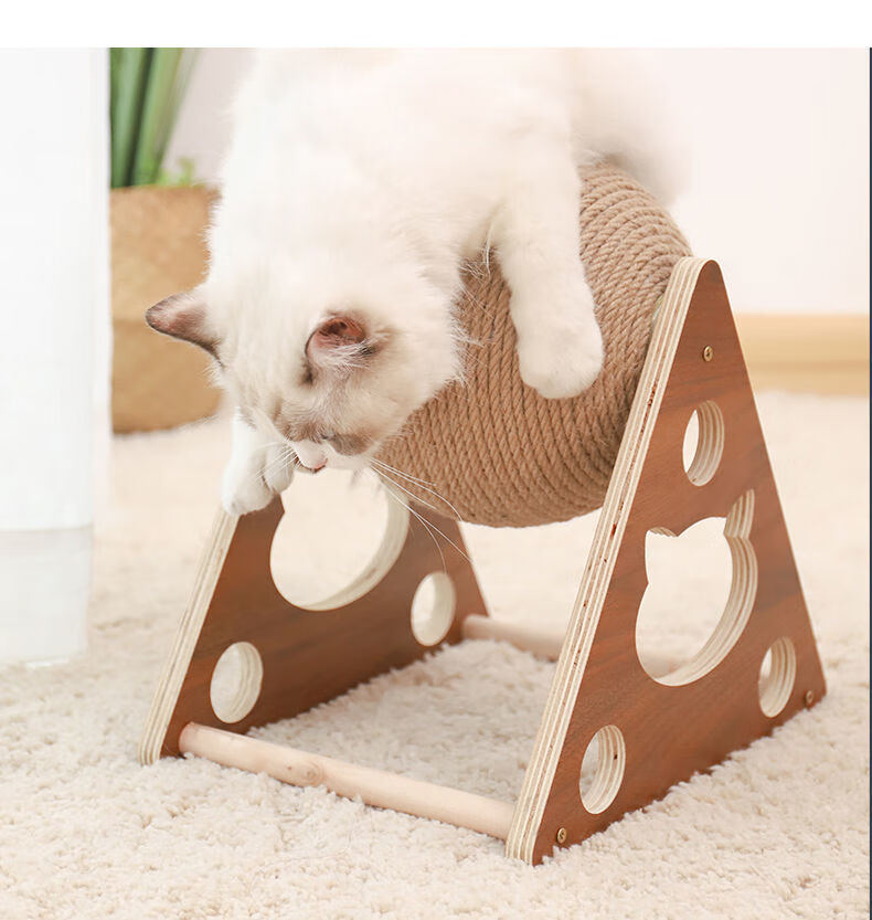 剑麻猫抓球立式耐磨小型猫抓板实木猫爬架猫咪自嗨磨爪器猫玩具 大号