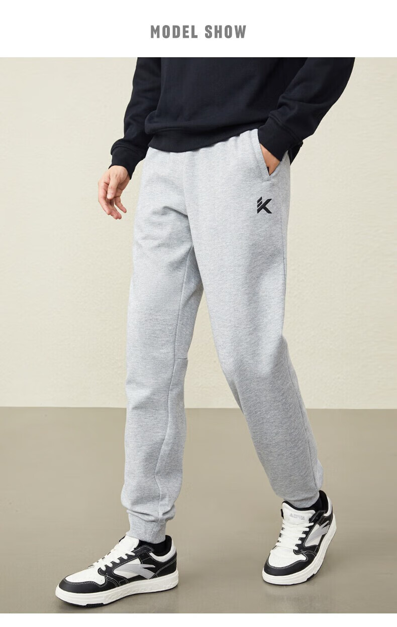 安踏(anta) 安踏kt裤丨运动长裤男秋冬季灰色卫裤运动裤秋收口束脚裤