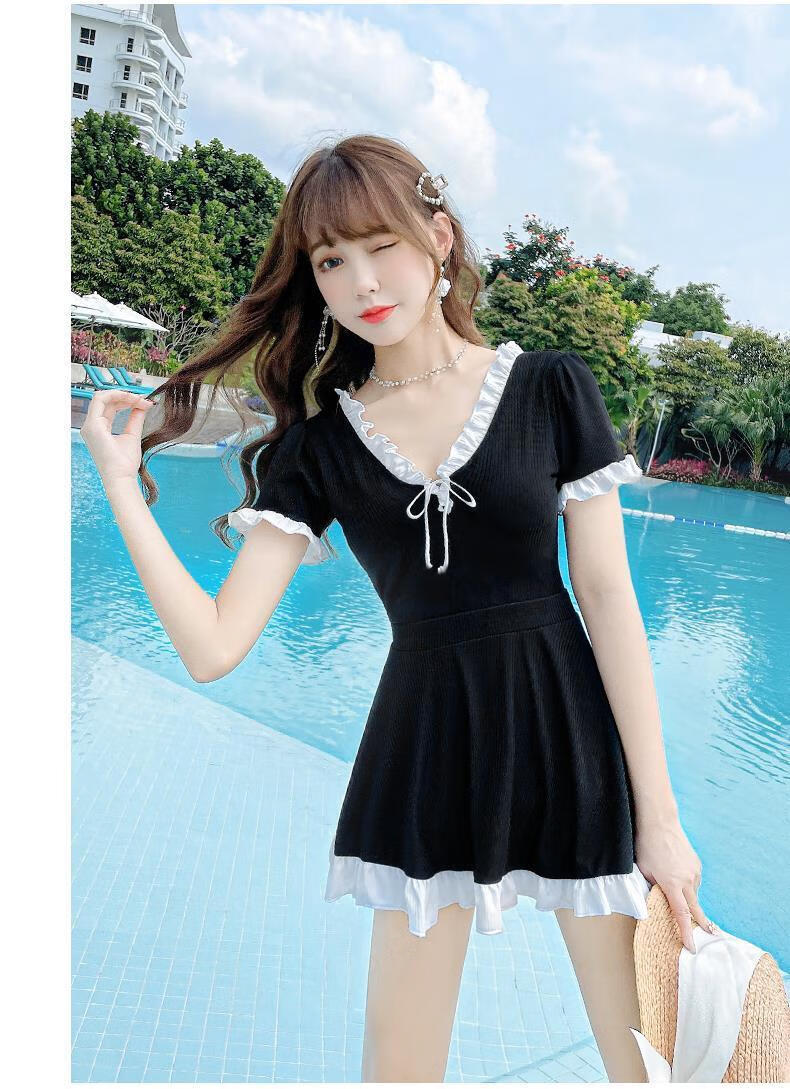 美铂娜女生泳衣少女孩初中生中学生韩版ins风保守显瘦遮肉日系泡温泉