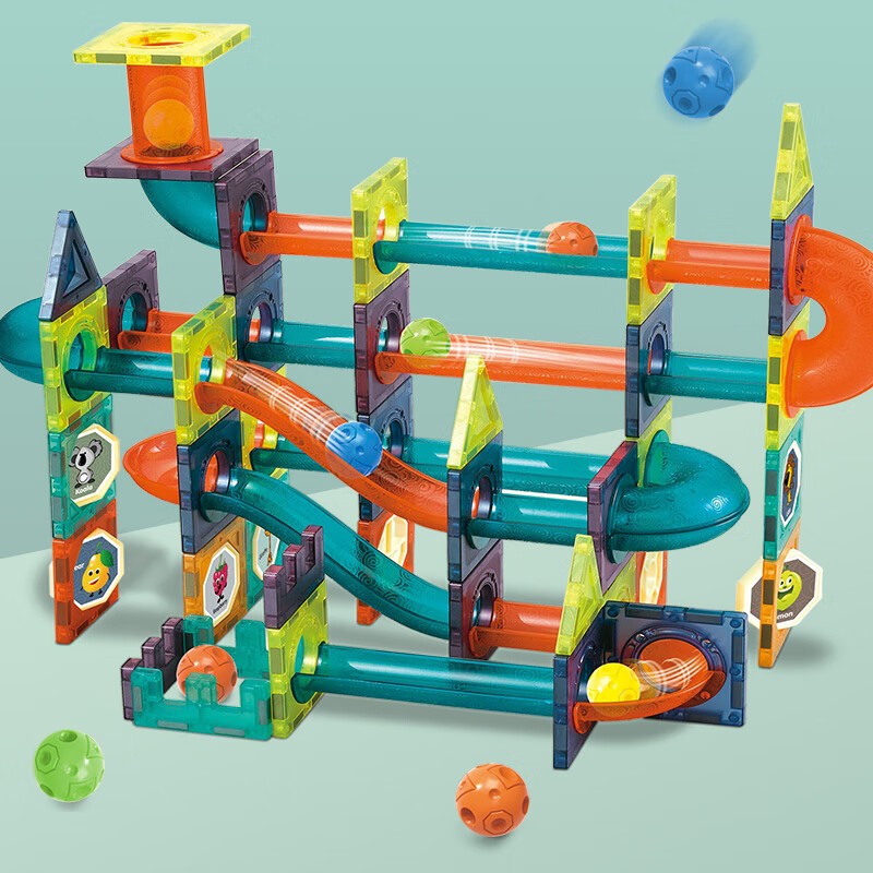 玛利娅蒙特梭利彩窗磁力片拼装积木宝宝儿童玩具彩虹滚珠滑道1-2岁3-4