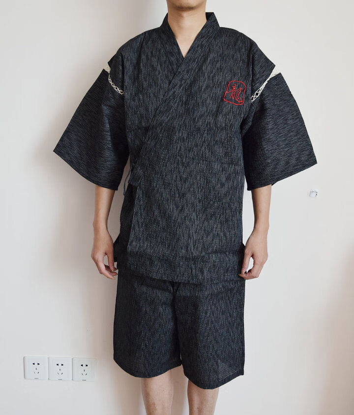 夏天穿的春夏日本纯棉男士甚平浴衣和服日式短袖睡衣家居服温泉汗蒸服