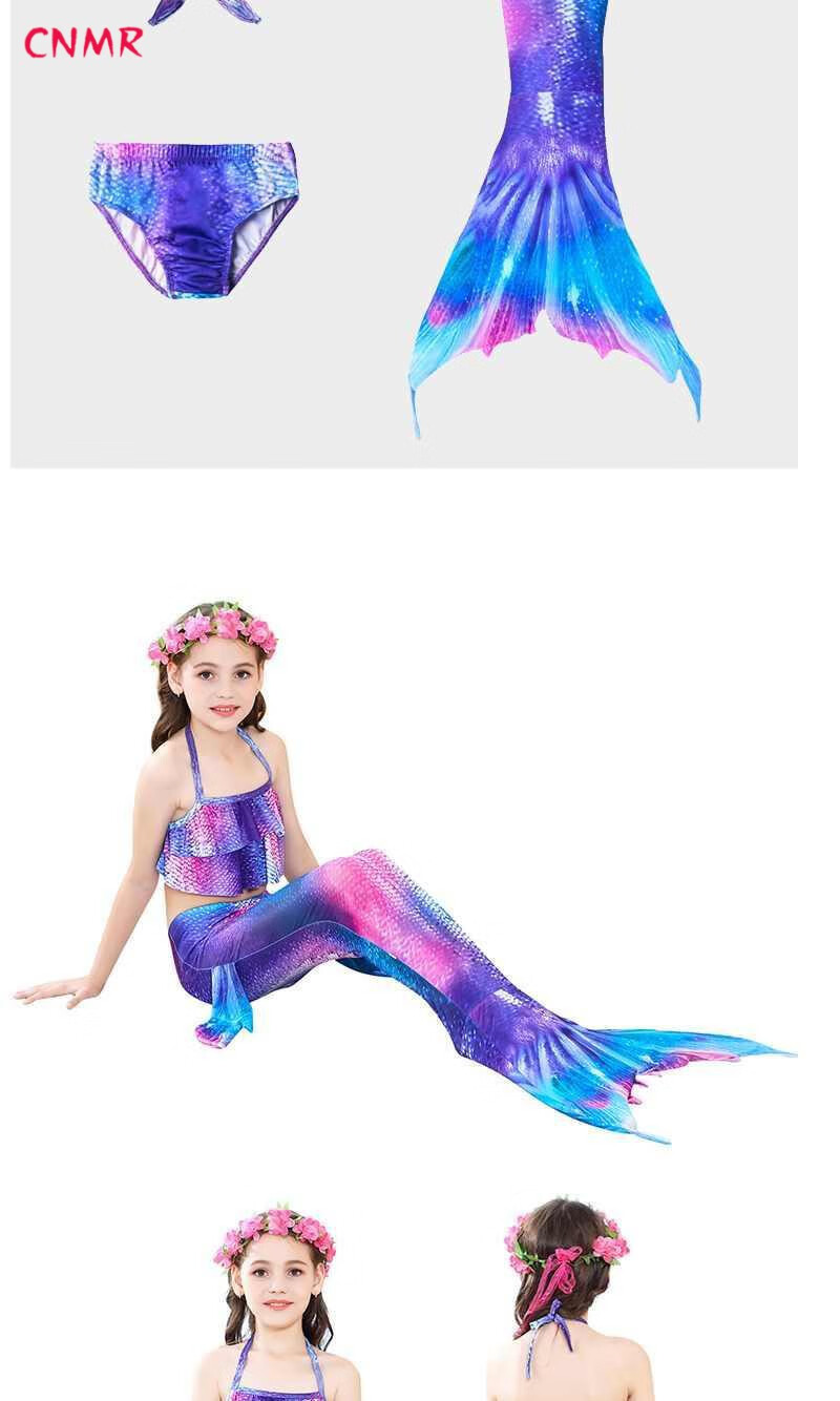 cnmr美人鱼尾巴彩色美人鱼裙子儿童公主人鱼尾巴泳衣套装可下水女童
