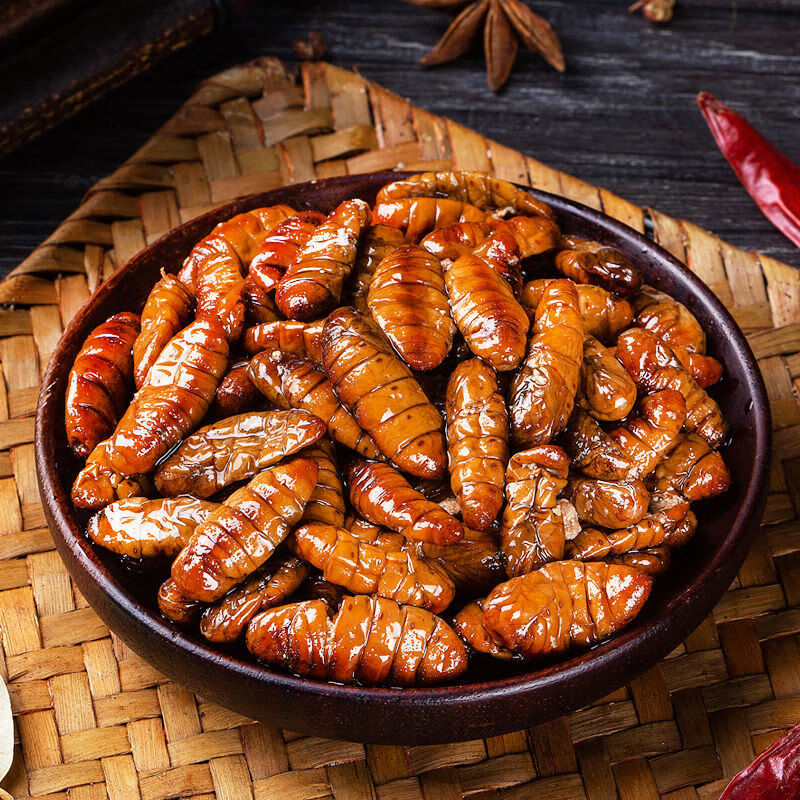 【2罐 100克】亚圣斋膳食黄金蚕蛹山东特产即食五香麻辣味桑蚕蛹 五香