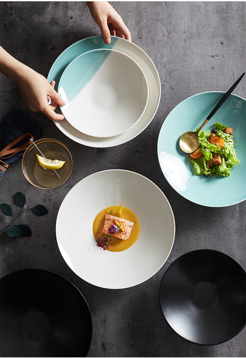 酒店ktv餐具非洲之夜北欧意面盘子轻奢创意沙拉盘白色法餐摆盘酒店