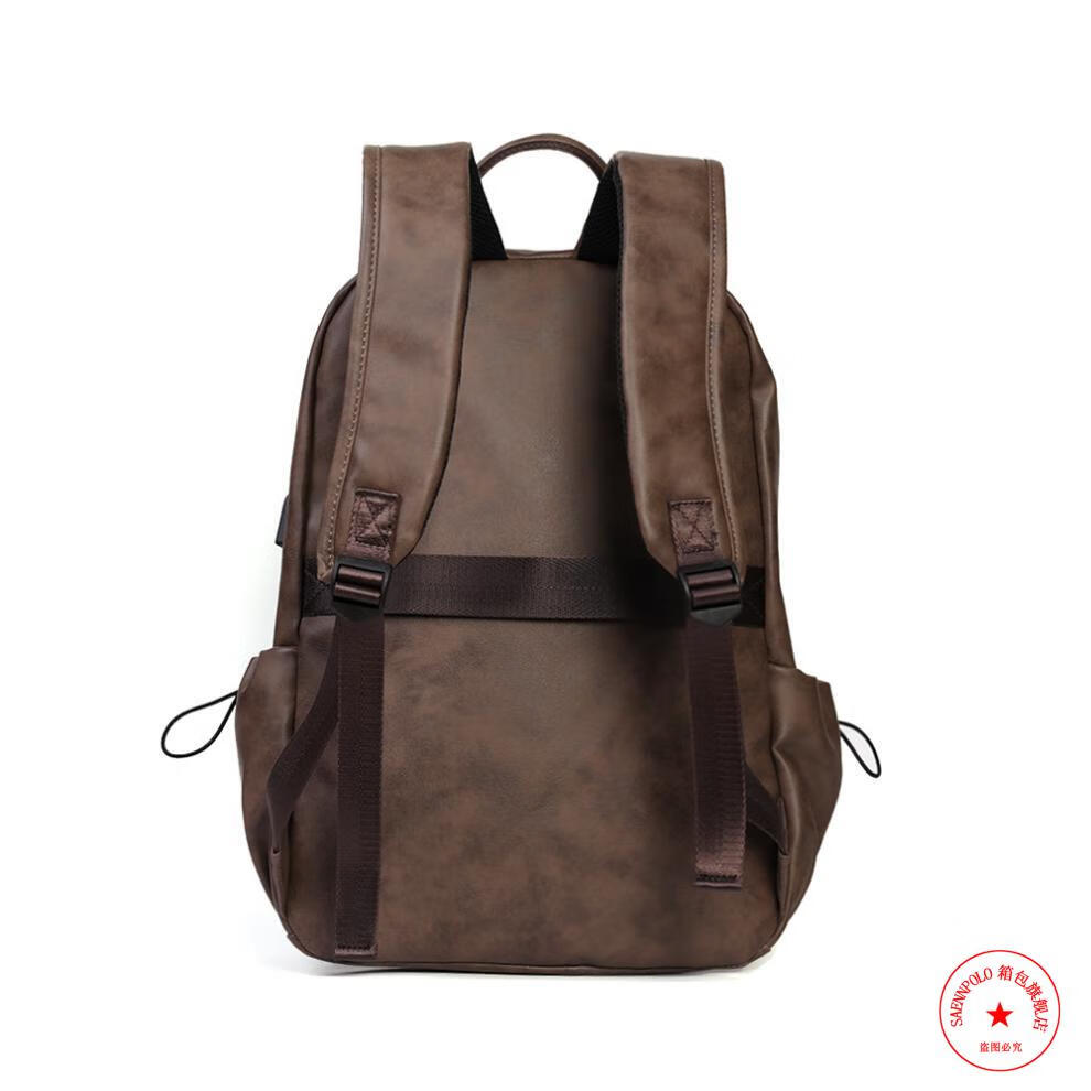 saennpolo双肩包男士休闲双肩包男士背包旅游潮牌街头欧美简约书包