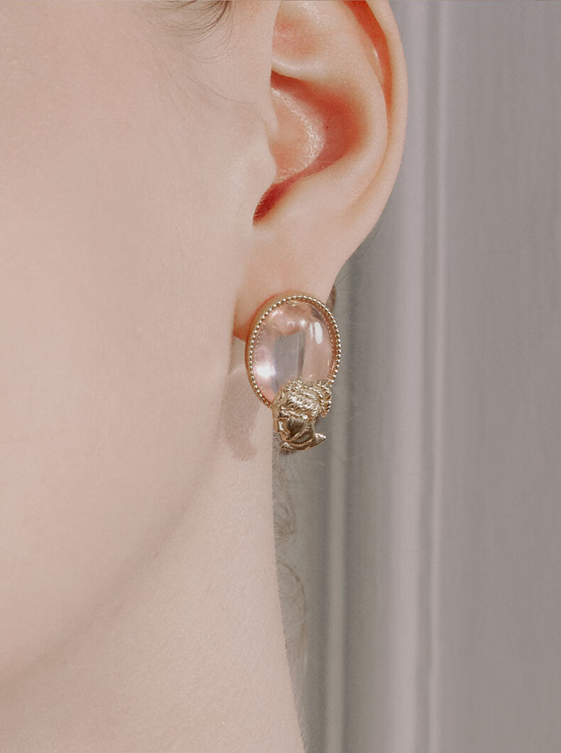 chormkewonck奢侈品爱神耳钉耳夹925复古巴洛克油画感无耳洞七夕情人