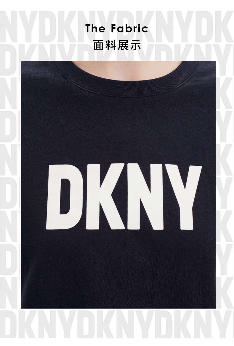 dkny唐可娜儿2022春季新款简约休闲全棉logo印花宽松短款女式t恤奢侈