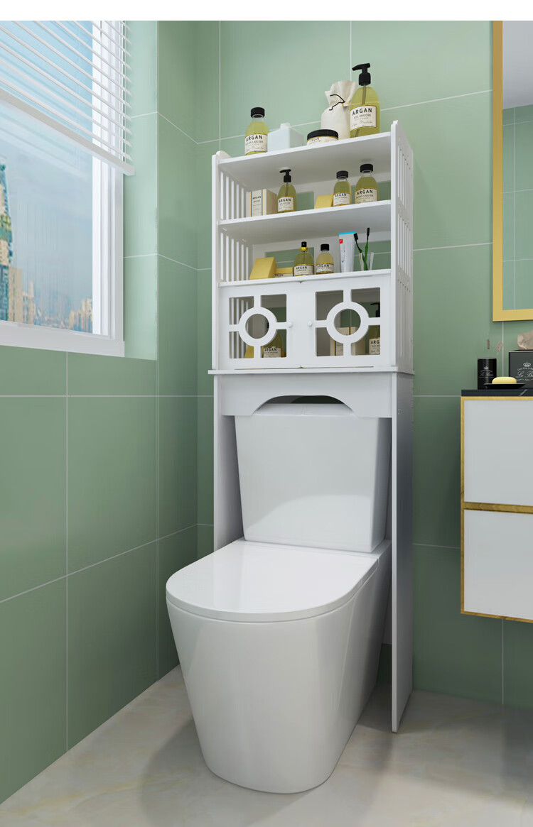 免打孔浴室厕所马桶后置物架落地式卫生间坐便器上方储物收纳柜子 zw