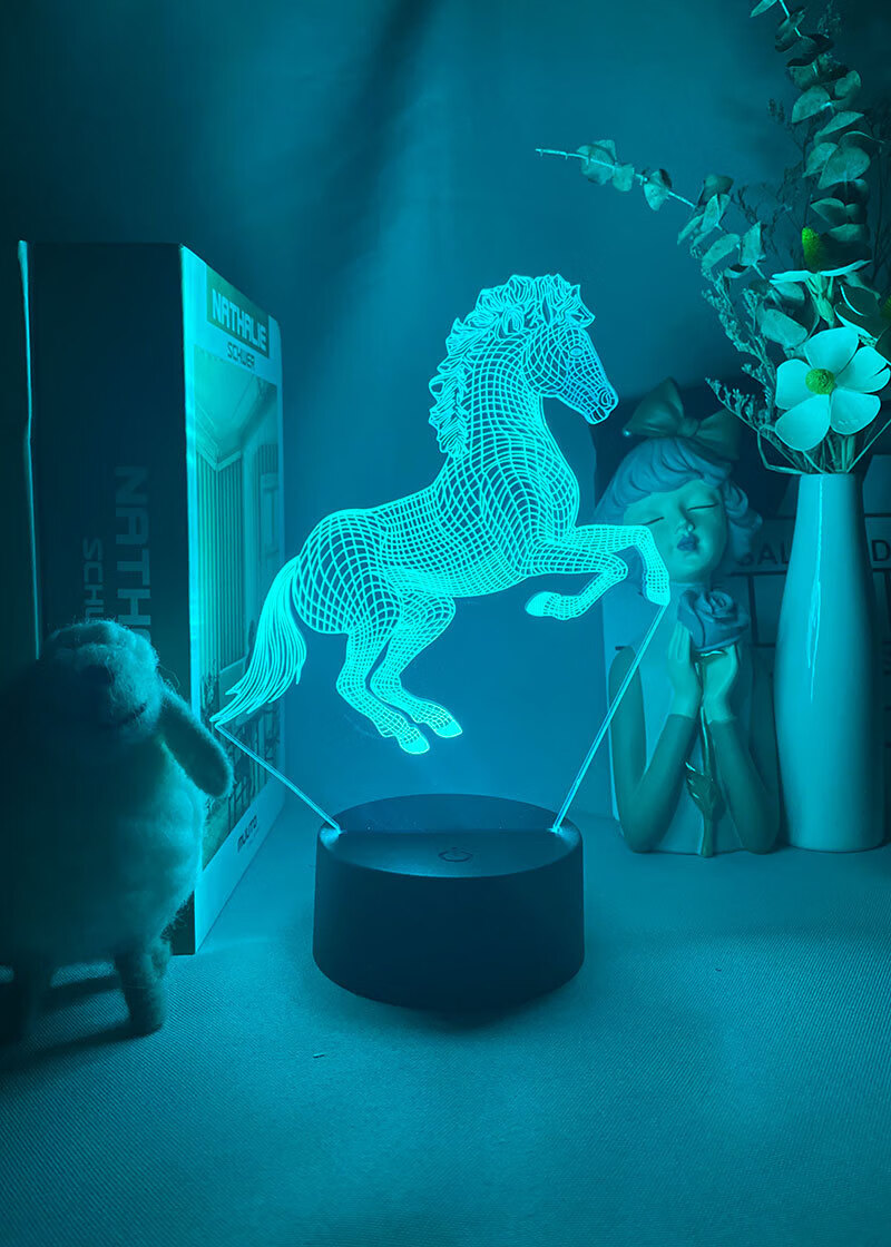 动物系列独角兽马起跳3d小夜灯usb遥控触摸创意卡通卧室小礼品灯马11