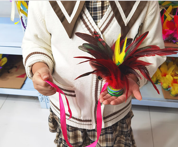 娂奾 毽子 鸡毛毽子儿童小学生幼儿园带绳子比赛毽球踢键子健身羽毛花