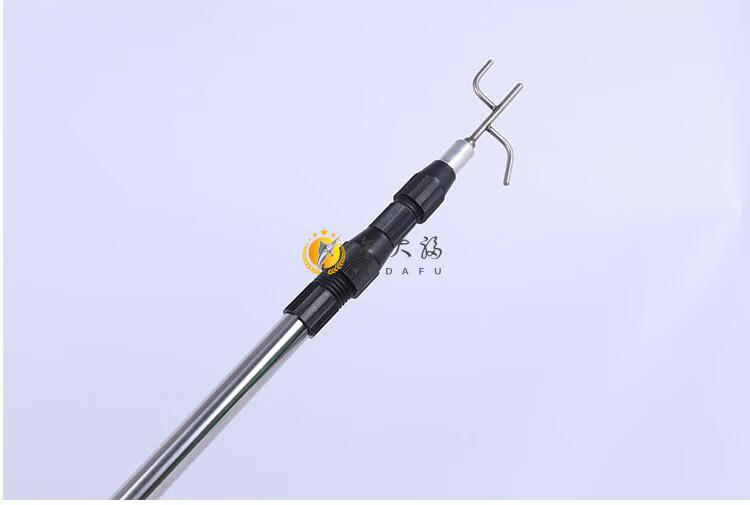 杆伸缩不锈钢钩衣杆户外高空挑线杆挂笼杆定制柏登居3米黄套杆挑线钩