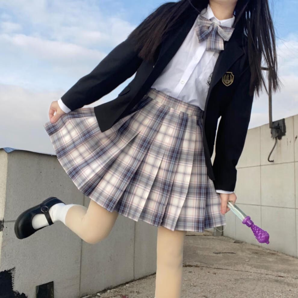 sunday 白夜霓虹 jk格裙套装浩海刺绣套装 领结 m