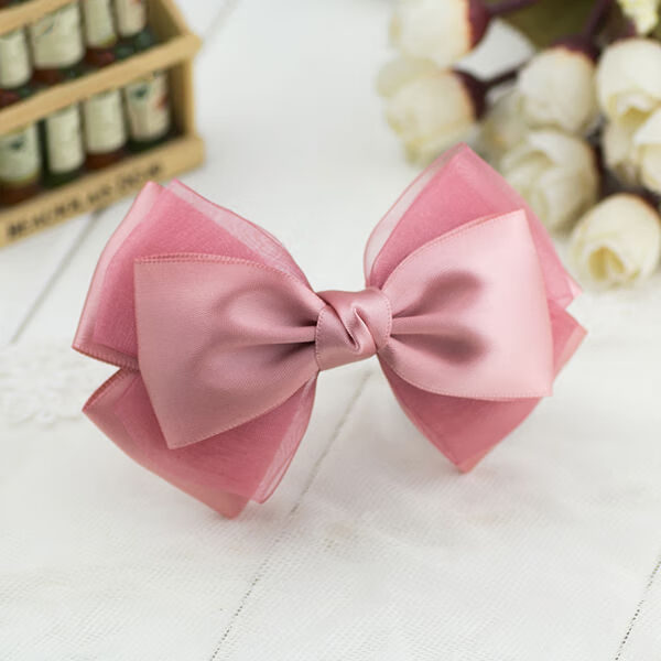 七夕情人节布艺顶夹蝴蝶结发夹韩版发饰弹簧夹成人发卡头饰盘发淑女