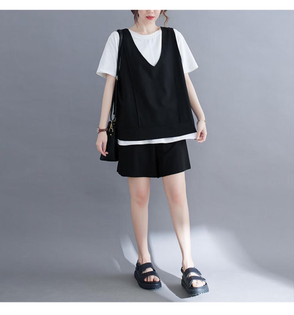 夏装大码矮小个子微胖女生穿搭遮肚子胖女人穿的衣服女装胖妹妹短裤