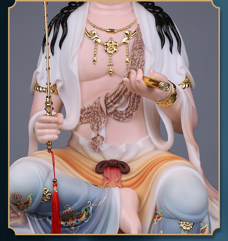 盛凡 文殊菩萨摆件 汉白玉 五台山智慧剑文殊佛像峨眉山普贤菩萨家用