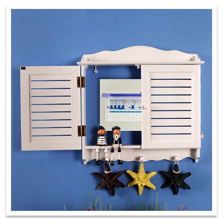 电表箱装饰箱室内地中海风格壁饰蓝色百叶窗款客厅遮挡总开关电源配电