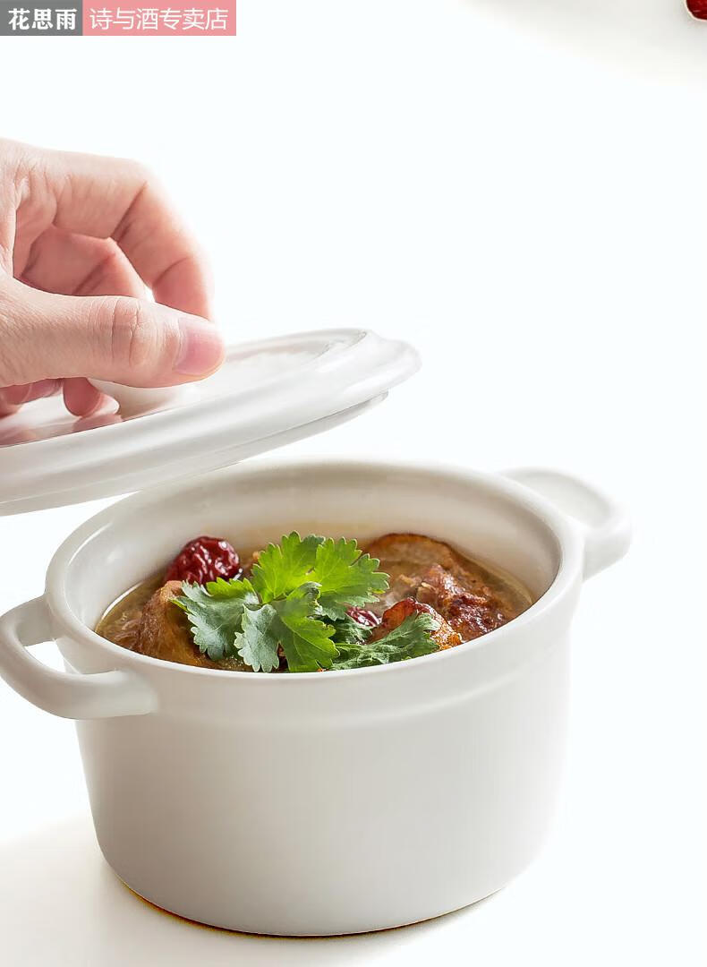 炖罐日式双耳炖盅陶瓷带盖隔水炖罐小汤盅家用简约蒸蛋碗燕窝盅烘焙碗