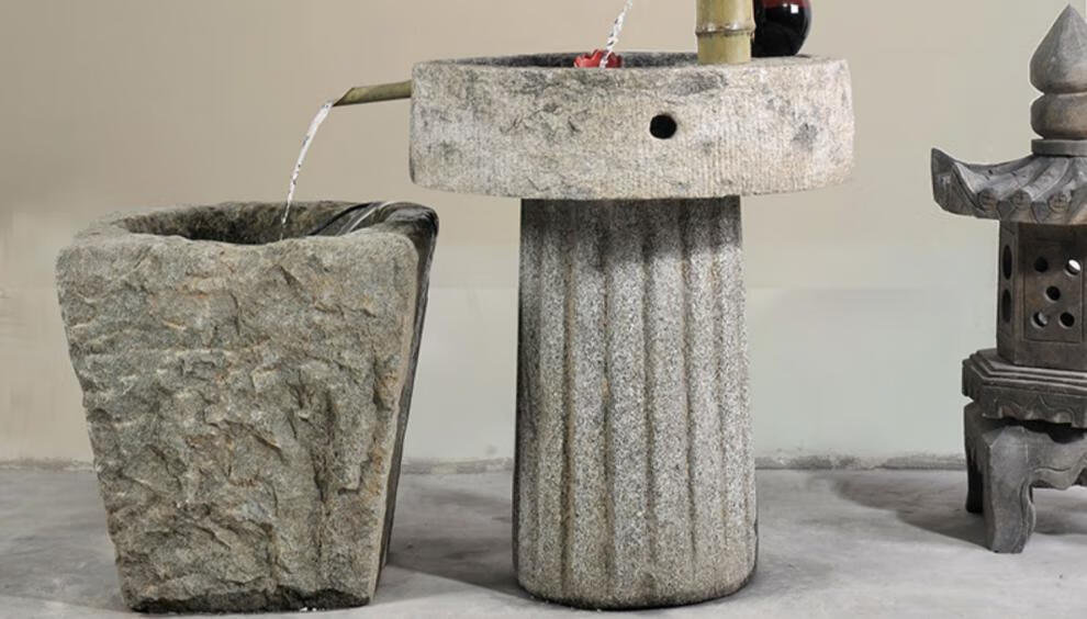 别颖仿古老旧石槽石磨石头水槽鱼缸造景庭院造景养鱼别墅庭院室内阳台