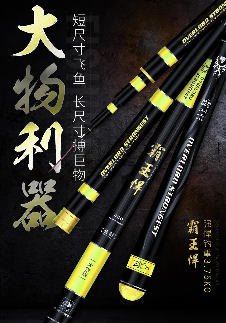 大物杆钓鱼王霸王悍鱼竿28偏19调手竿超轻超硬长节台钓竿定制 2.7米【
