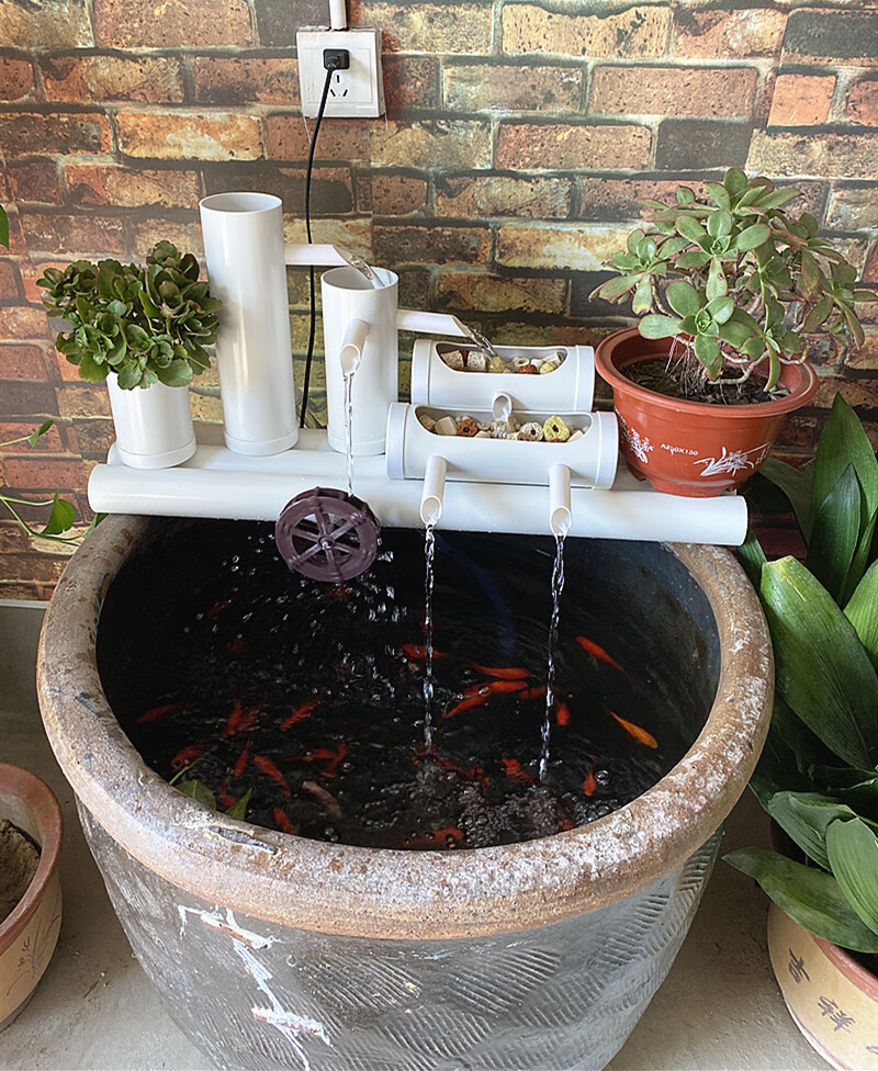 鱼缸过滤外置瀑布式圆形水缸养鱼上置过滤器增氧小鱼池水循环长40cm带