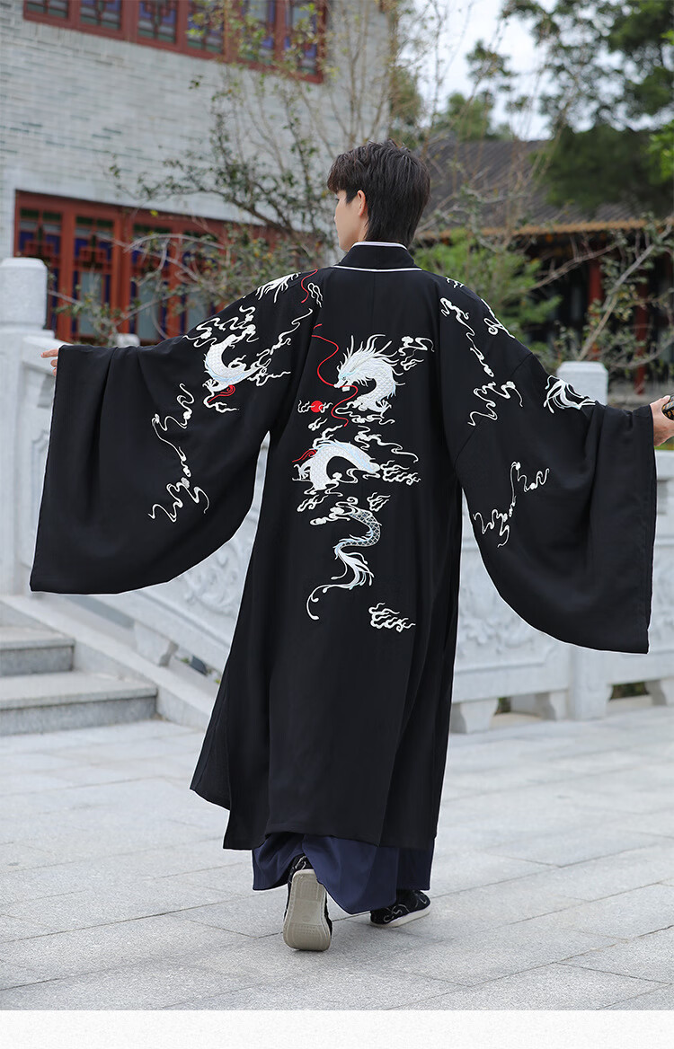 汉服原创大码古装传统汉服男龙纹刺绣中国风武侠演出服日常班服团服春