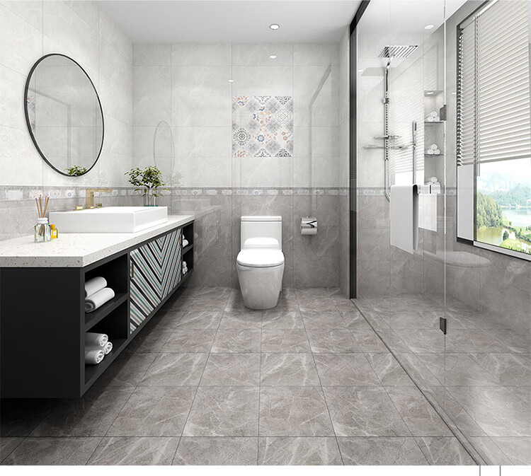 坚悦灰色厨房卫生间瓷砖300x600加厚墙砖厕所洗手间地砖防滑地板砖3j