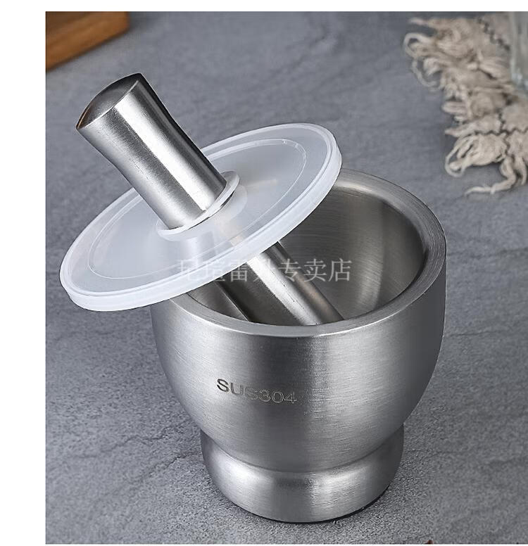 手动研磨蒜泥器蒜臼子捣药器研钵擂钵 304不锈钢(直形小号)勺子【图片