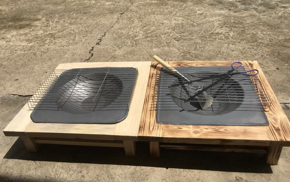 火盆木炭烤火盆老式碳火盆取暖器木炭炉家用室内冬季实木架炭火盆铸铁