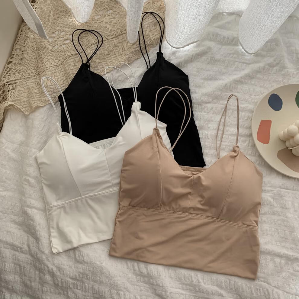 抹胸内衣少女夏季冰丝美背裹胸无钢圈打底防走光内搭吊带背心 黑色