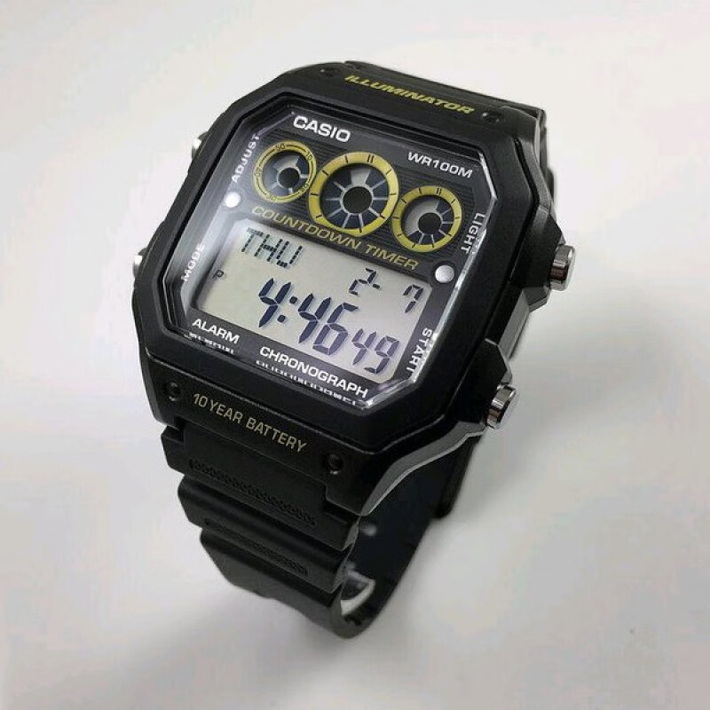 casio卡西欧 海外代购ae-1300wh-1a运动电子男表大表盘1200wh-1b得物