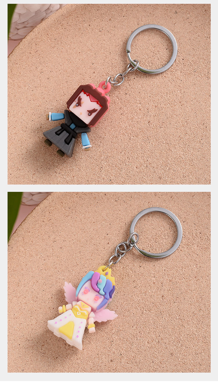 网红迷你世界钥匙扣女可爱花小楼书包包挂件钥匙圈饰品小礼物 随机不