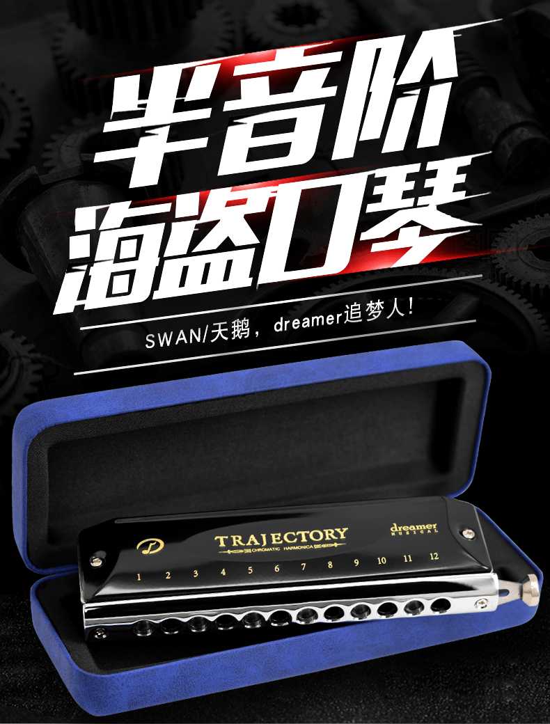 半音阶口琴天狼星天鹅swan12孔16孔追梦人半音阶口琴演奏成人练习初学