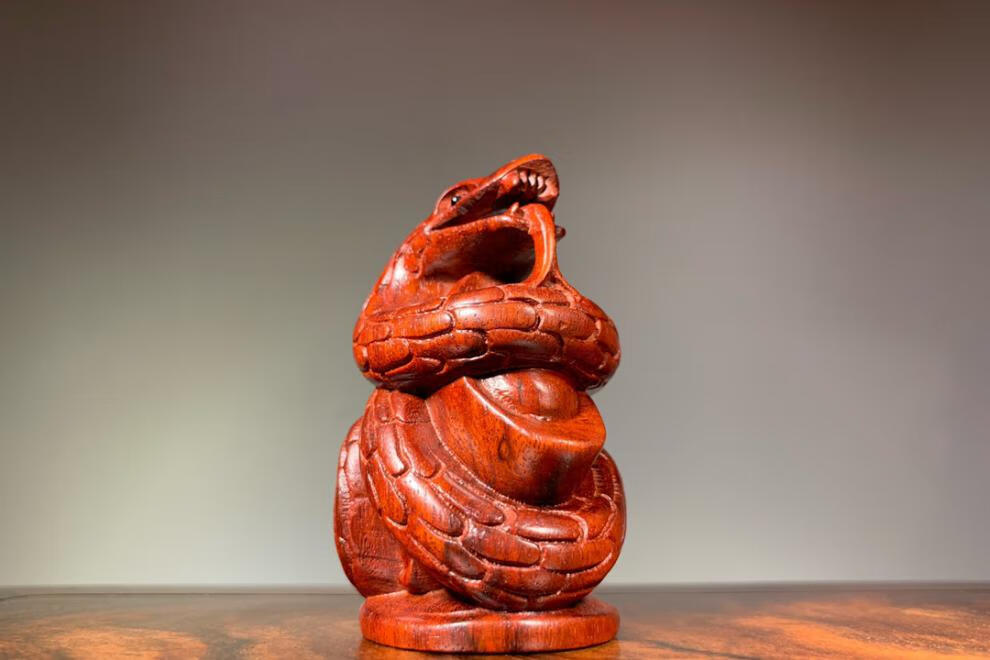 木生肖蛇木雕手把件木摆件文玩小摆件复古木制工艺品车饰品69466cm