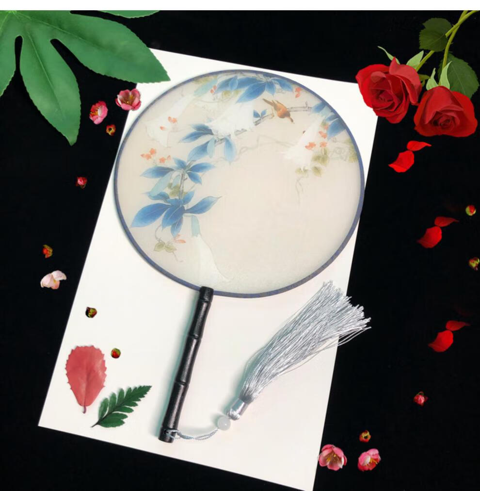 扇子半透明古风新娘团扇双面宫扇圆形扇子舞蹈中国风古典女式汉服小扇