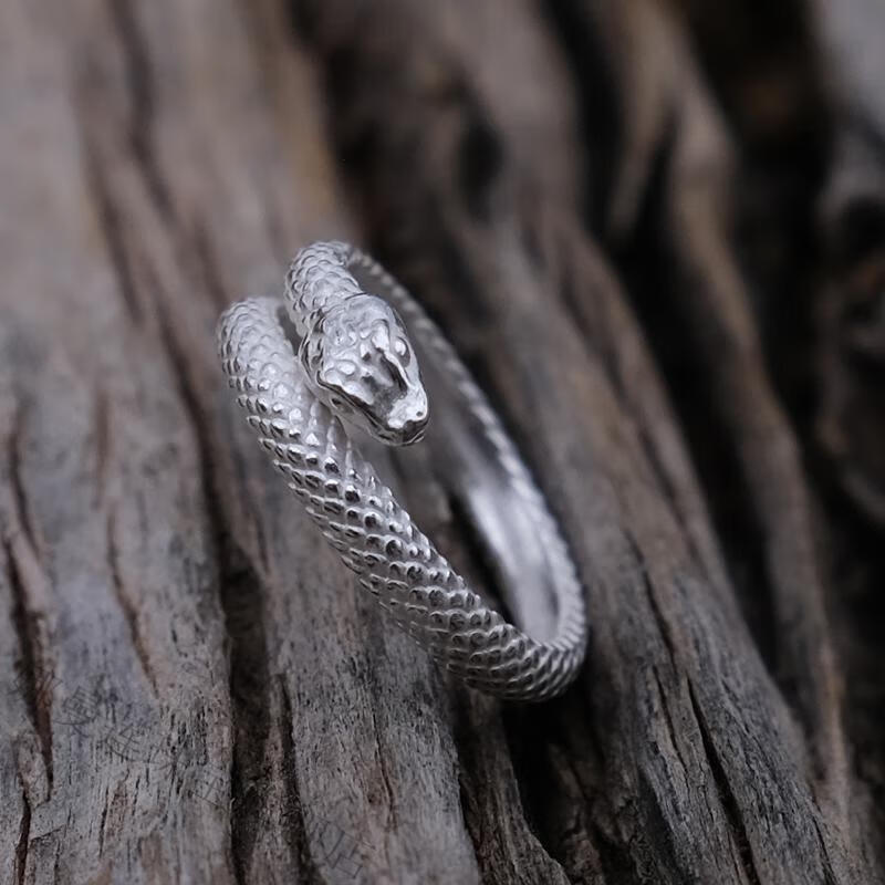 a娜曼莲蛇戒创设计复古银蛇戒指男蛇形潮个性食指戒开口可调大小单身