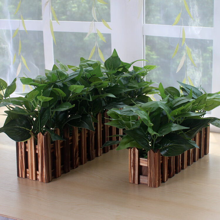 木栅栏仿真花 仿真花草植物假绿植物假花摆件室内客厅窗台装饰木栅栏