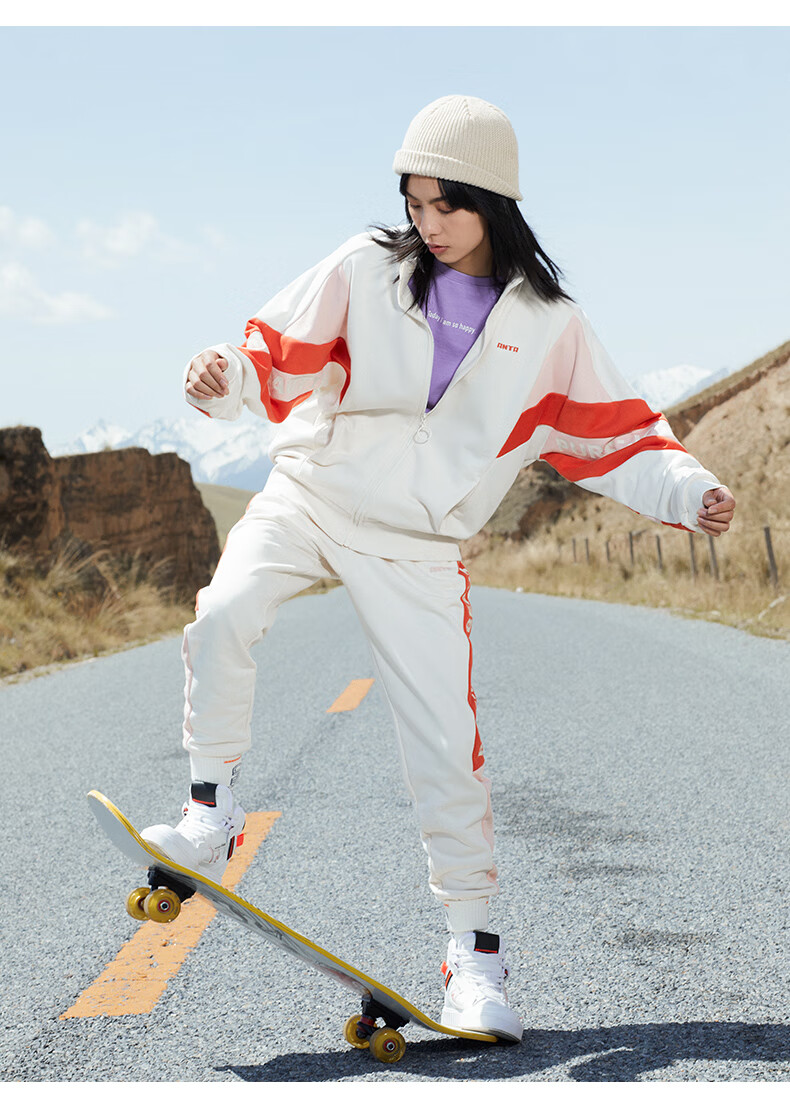 安踏外套女 2020秋季新款运动外套女士休闲潮流宽松立领拉链开衫卫衣