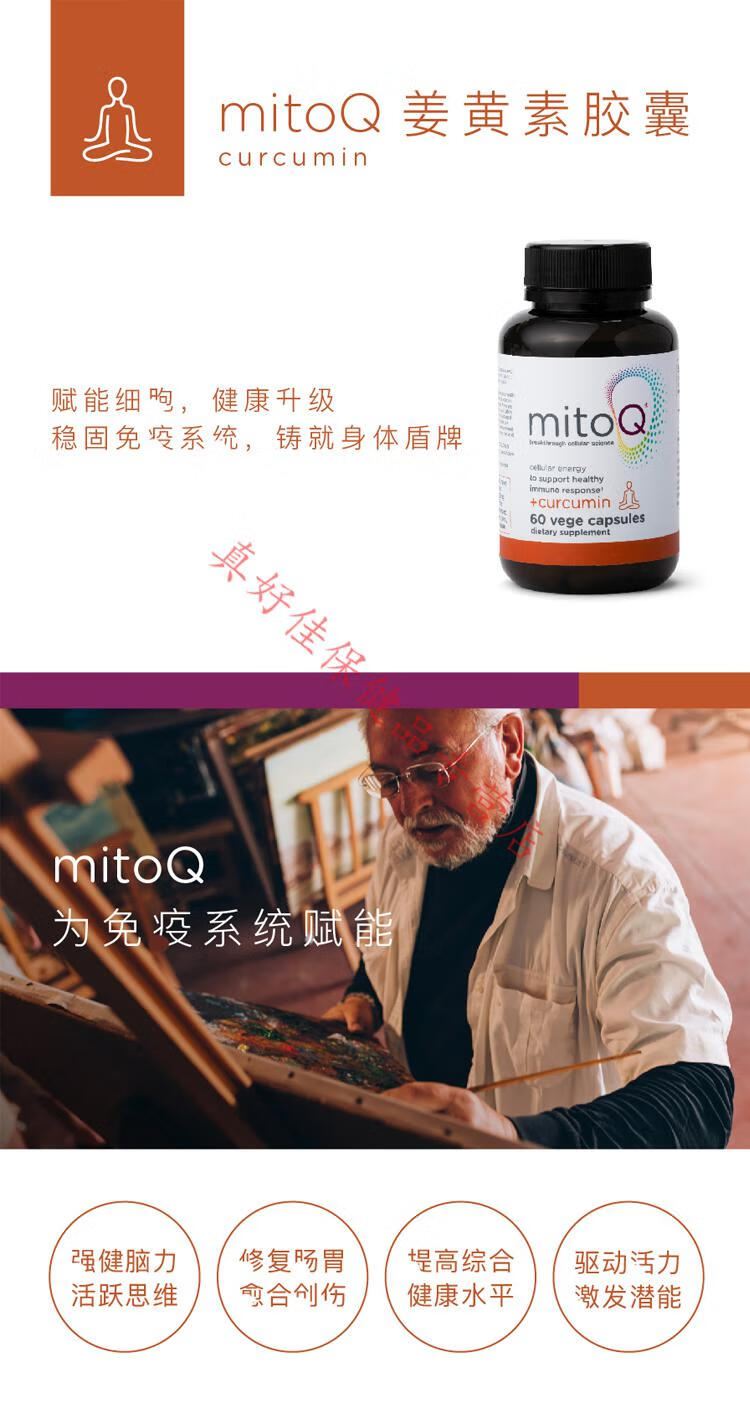 澳洲新西兰进口mitoq 姜黄素胶囊60粒 记忆 防老年痴呆大脑补营养直邮
