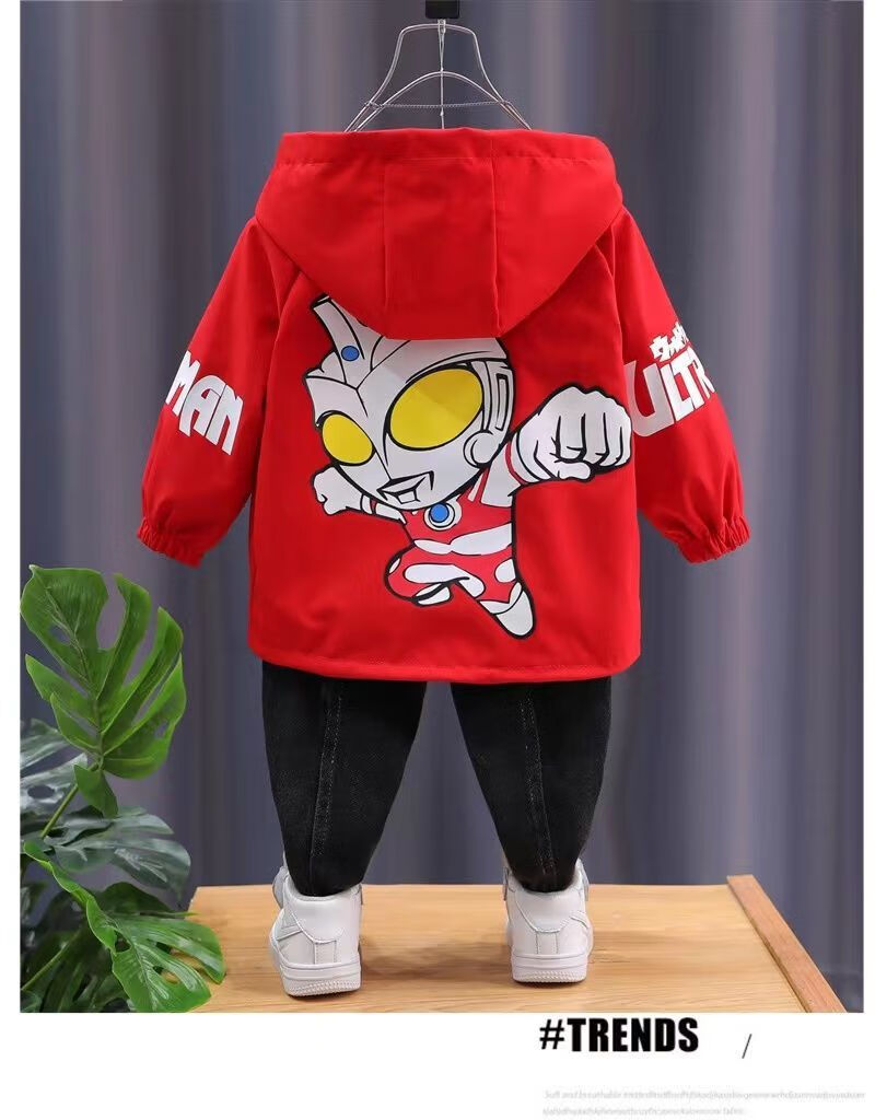 诗迪仕儿童奥特曼衣服男童冬装时尚帅气男童加绒外套秋冬季加厚中大童