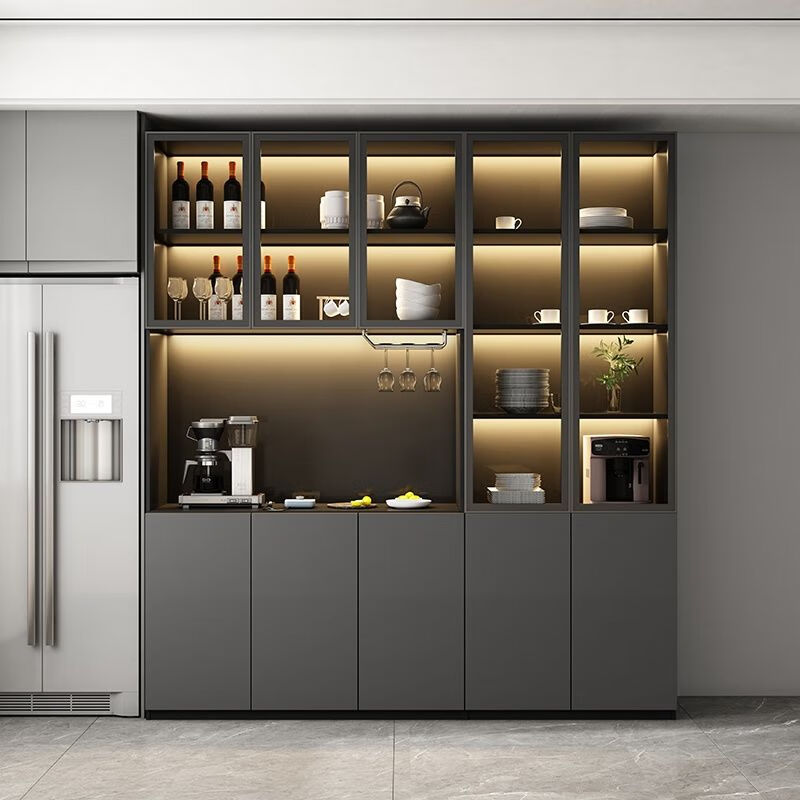 全铝极简轻奢酒柜大容量餐边柜靠墙玻璃柜餐厅储物柜展示柜 定制 单拍