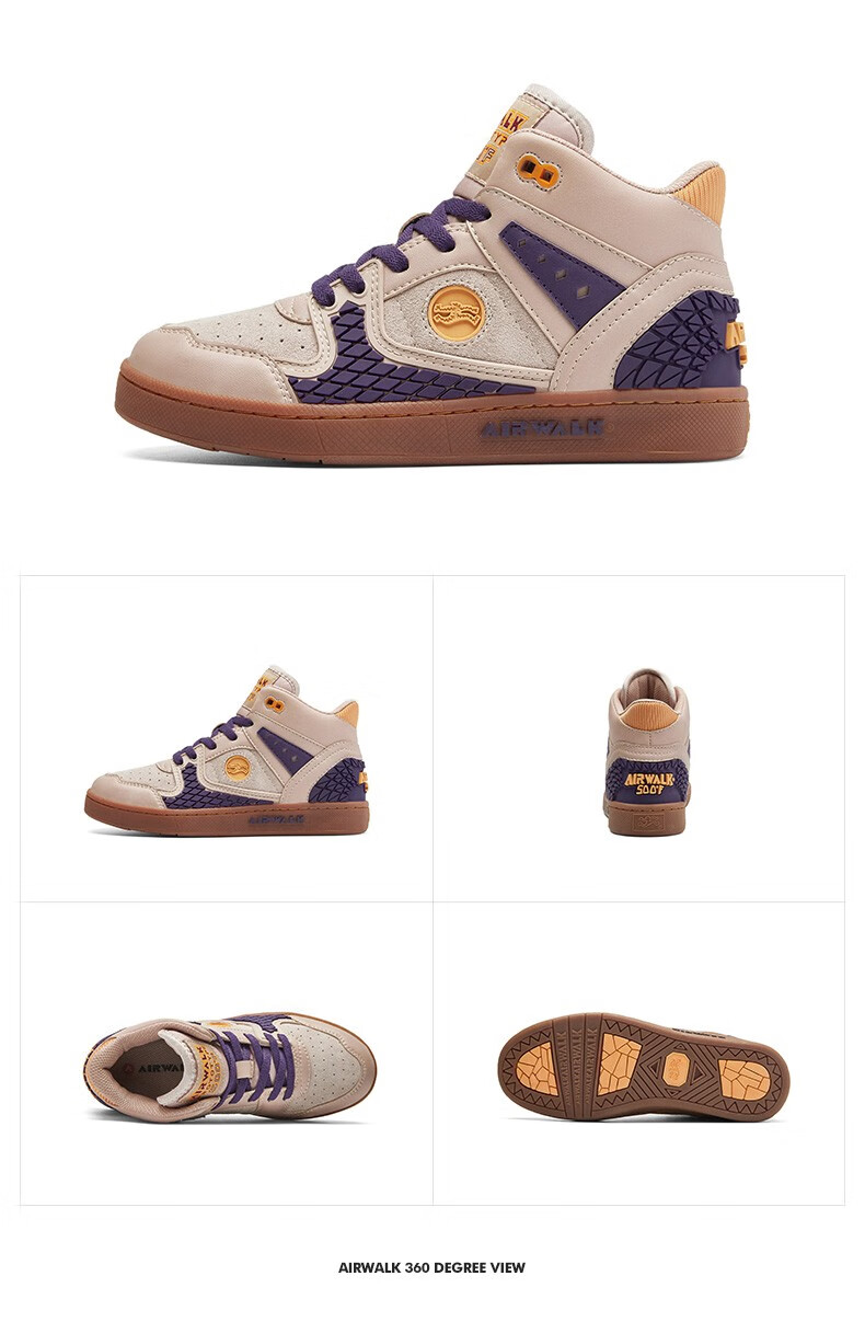 airwalk高帮女鞋春季休闲运动高帮aj篮球鞋潮流ins网红板鞋女米色38