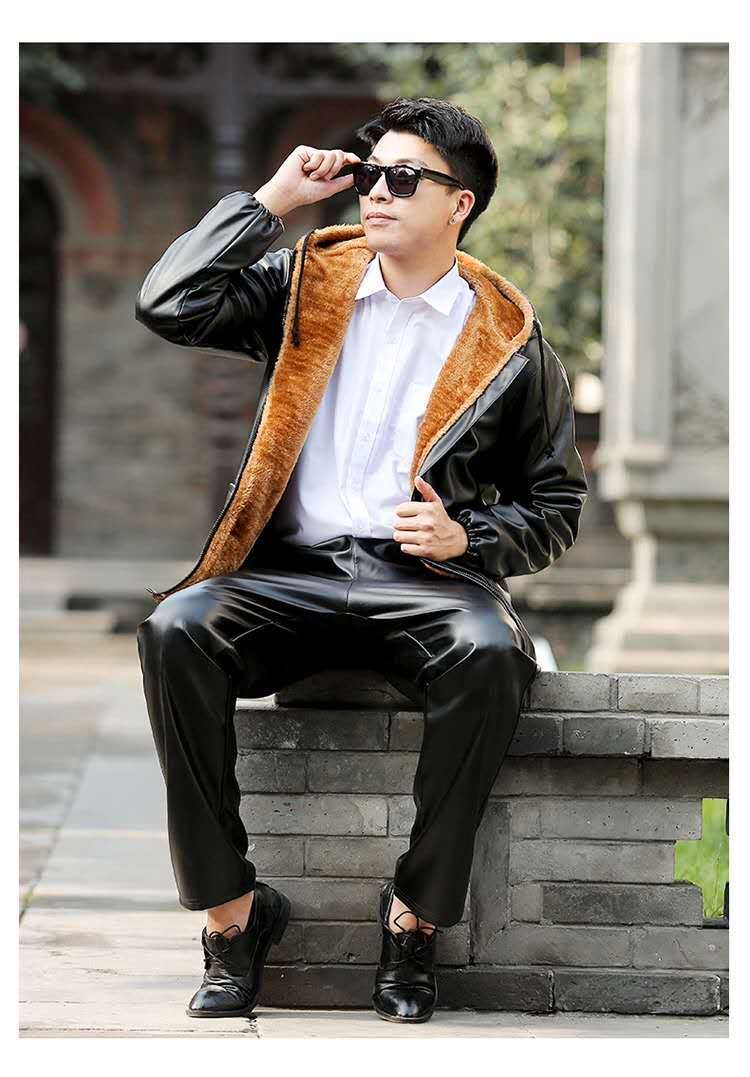 皮衣皮裤男工作服套装外卖摩托机车加绒加厚防风防水保