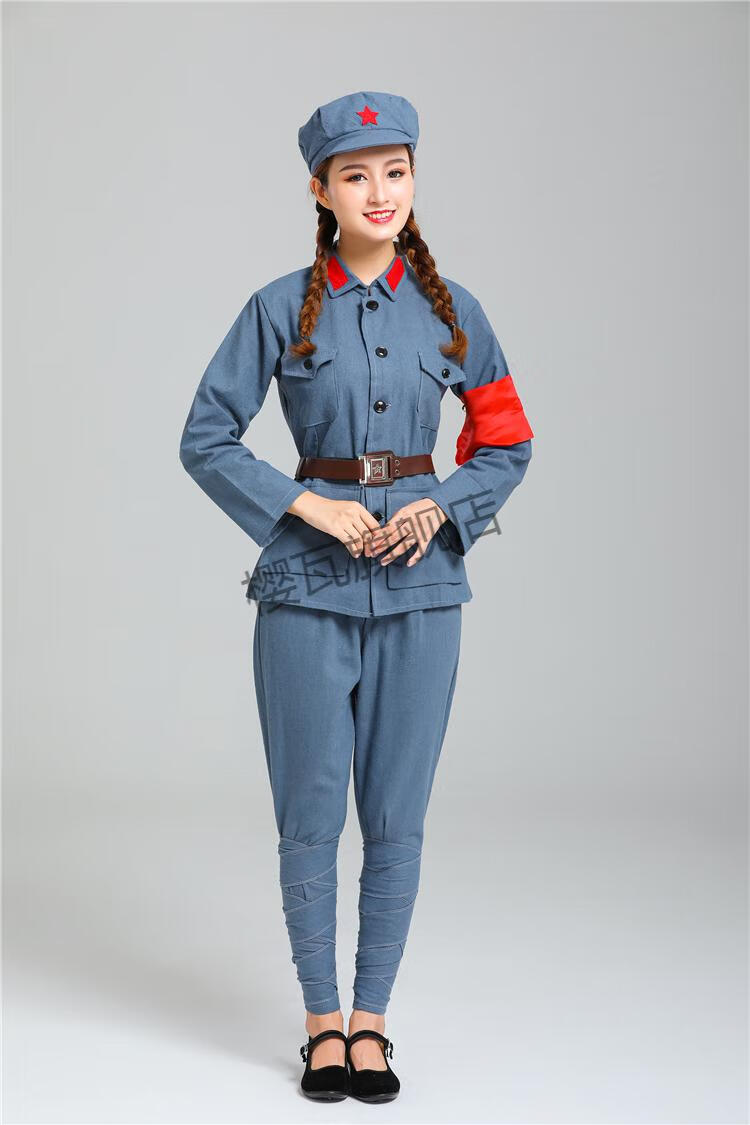 樱瓦红军儿童八路军演出服套装成人新四军红军影视道具服装棉麻新布鞋