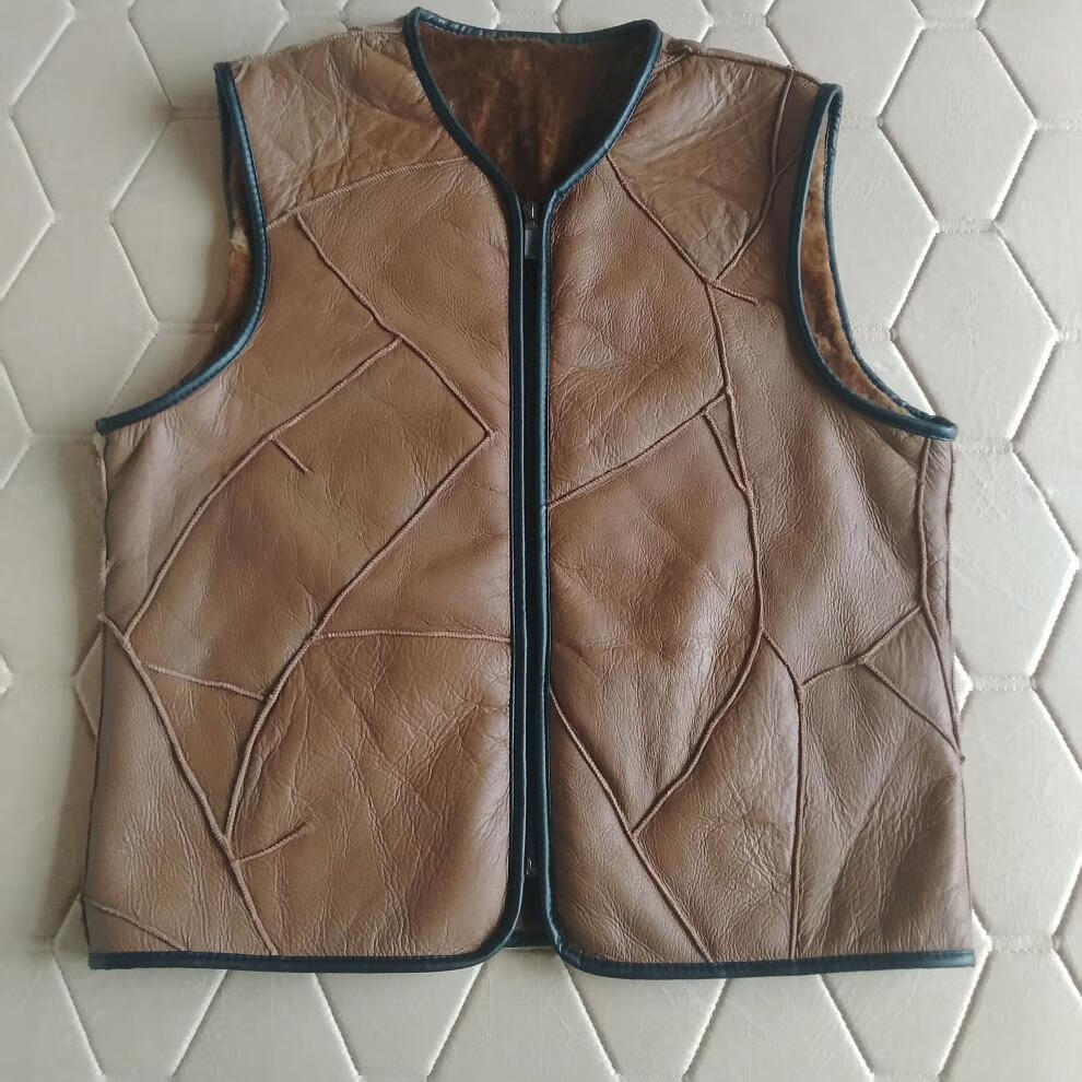 花花公子厂家直销天然真皮羊剪绒皮毛一体羊皮羊毛马甲拼接冬保暖背心