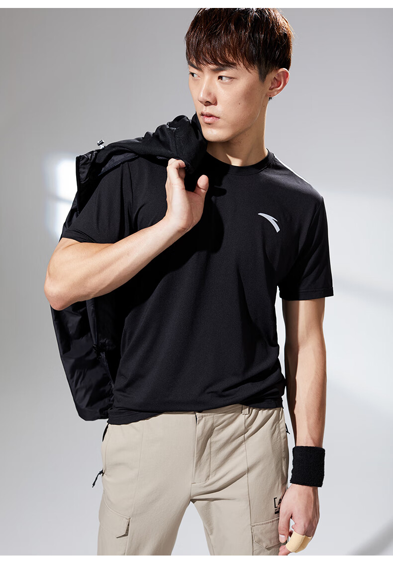 安踏短袖t恤男 综训系列 21新款夏季跑步训练速干短t透气排汗男士短袖