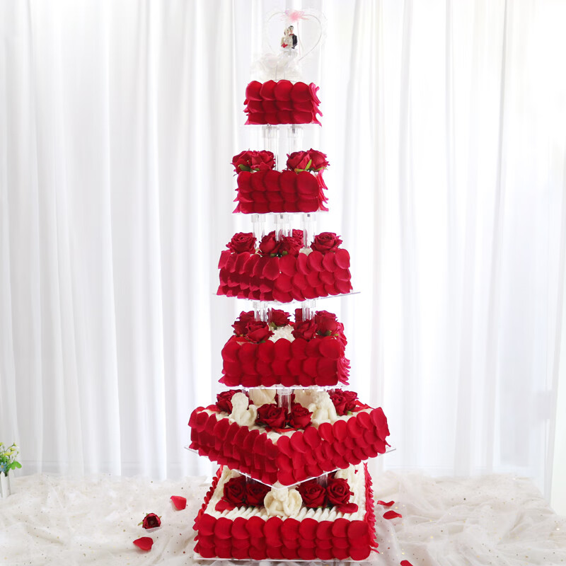 2020新款网红多层铝合金支架婚礼祝寿水果蛋糕模型橱窗摆设样品乳白色