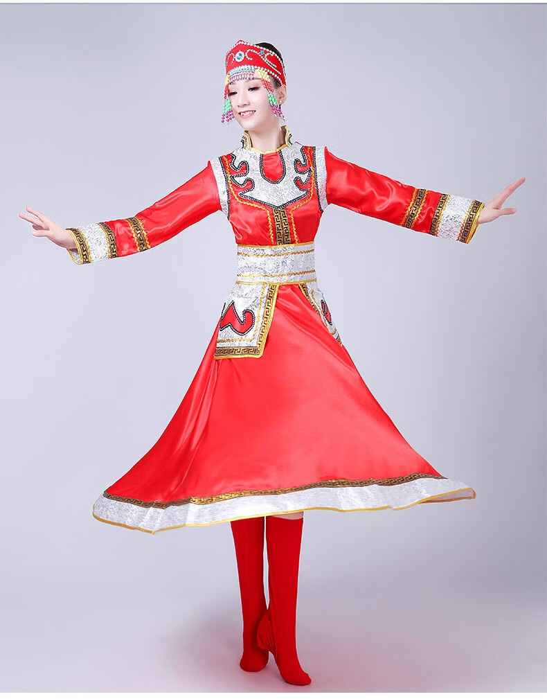 蒙古族演出服装女装成人少数民族表演服大摆裙蒙古袍筷子20222022蓝色